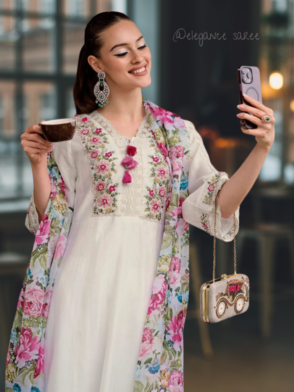 Floral kurti with pant and dupatta