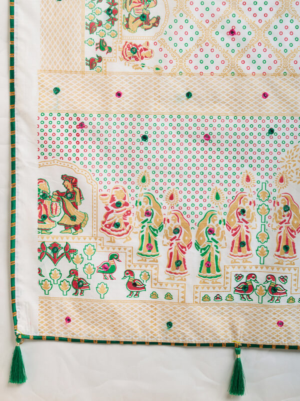 Digital Print Work Cotton Contemporary Saree In Off White - Image 3