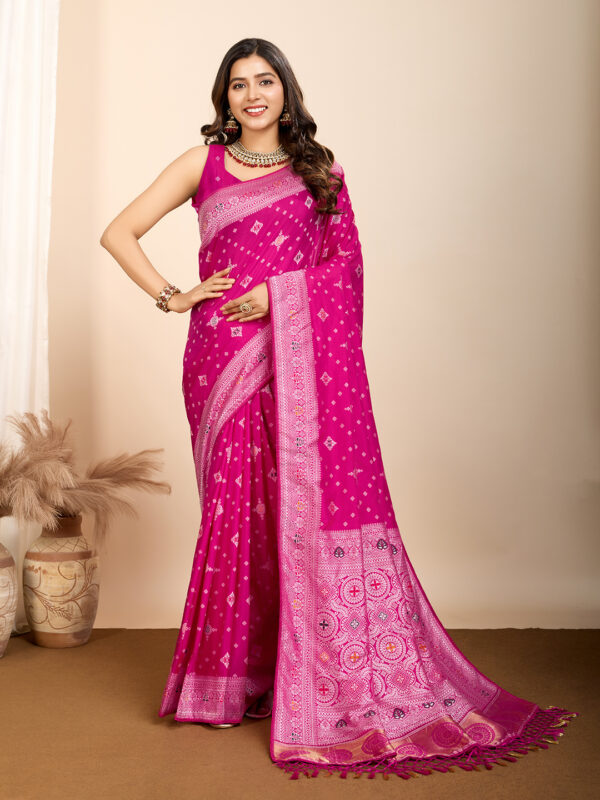 Pink Color Exquisite Woven Meenakari Art Silk Saree