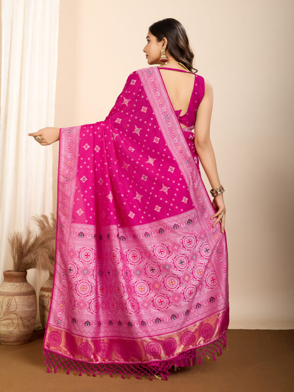 Pink Color Exquisite Woven Meenakari Art Silk Saree - Image 2